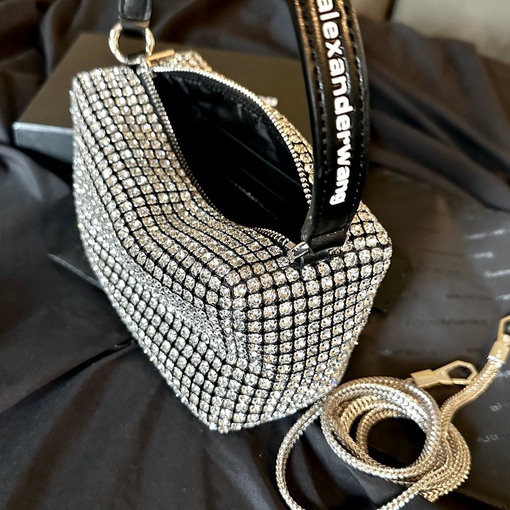 Alexander Wang Medium Heiress Rhinestone Mesh Pouch
